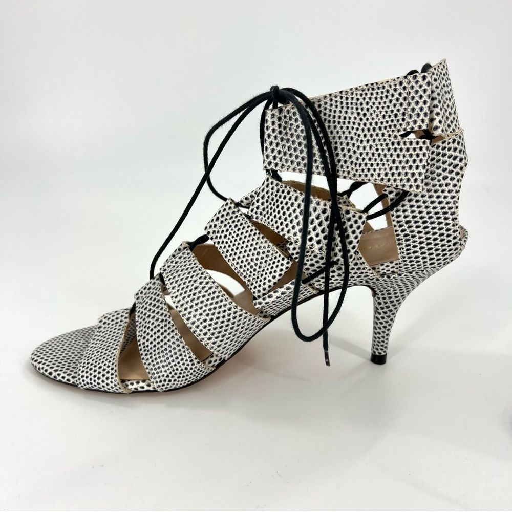 Loeffler Randall Luiza Lizard Print Lace-Up Gladiator Heeled Sandals 9 - Picture 11 of 16